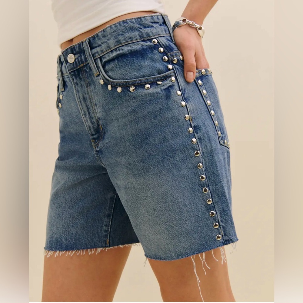 Reformation Raye Mid Rise 6” Jean Shorts Blue - Size 24